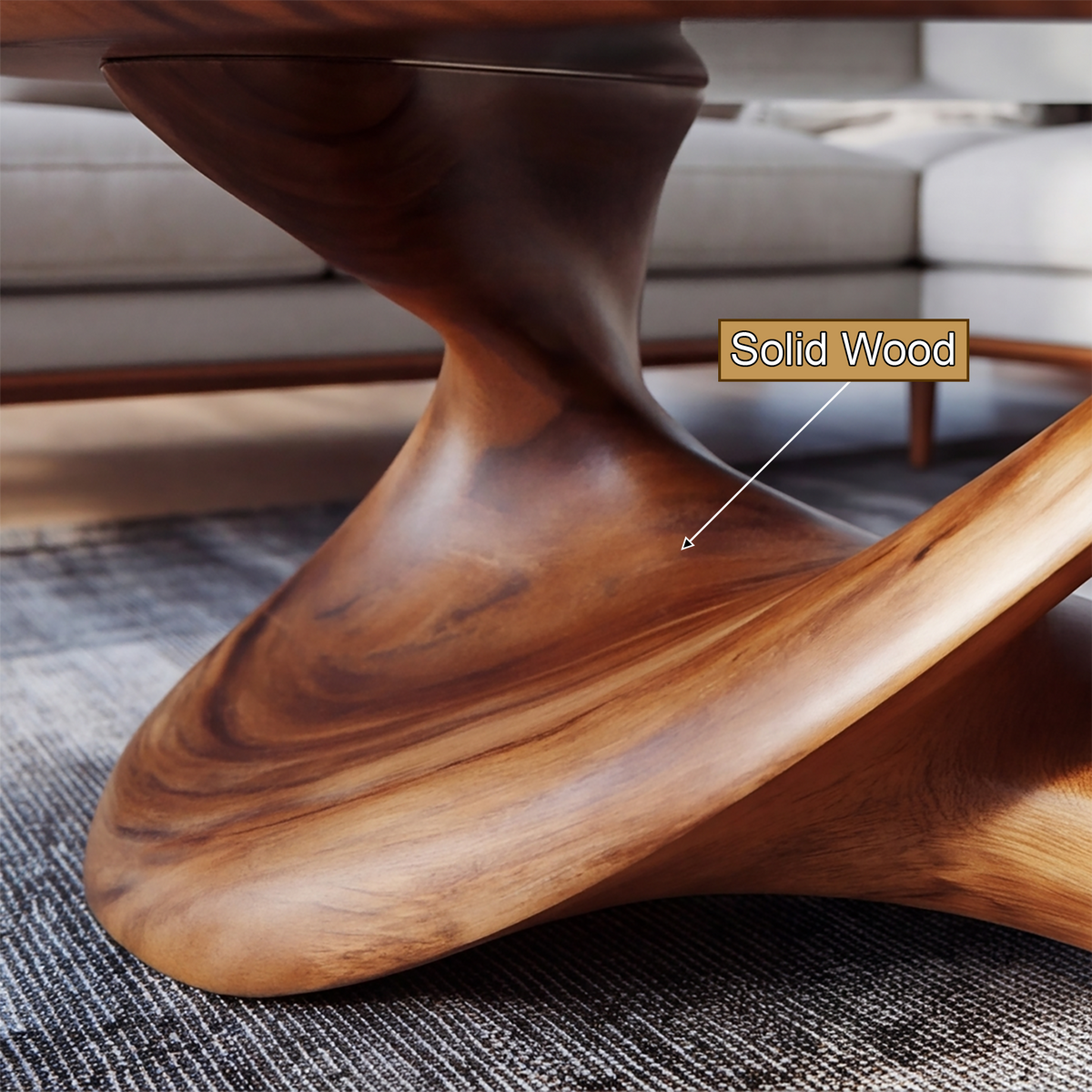 Orlessa Sculpted Solid Wood Coffee Table with Glass Top