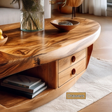 Orlune Live Edge Solid Wood Coffee Table