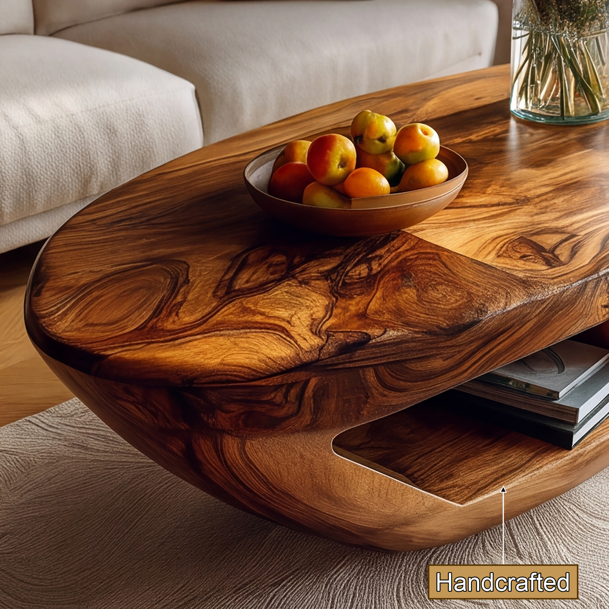 Orlune Live Edge Solid Wood Coffee Table