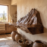 Orlune Sculpted Solid Wood Mountain Floating Shelf SPA564532