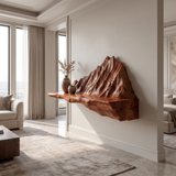 Orlune Sculpted Solid Wood Mountain Floating Shelf SPA564532