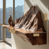 Orlune Sculpted Solid Wood Mountain Floating Shelf SPA564532