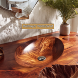 Orvath Sculpted Live Edge Solid Wood Floating Bathroom Vanity with Integrated Sink - Timberustic Floating Bathroom Vanity with Integrated Sink