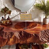 Orvath Sculpted Live Edge Solid Wood Floating Bathroom Vanity with Integrated Sink - Timberustic Floating Bathroom Vanity with Integrated Sink