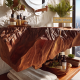 Orvath Sculpted Live Edge Solid Wood Floating Bathroom Vanity with Integrated Sink - Timberustic Floating Bathroom Vanity with Integrated Sink