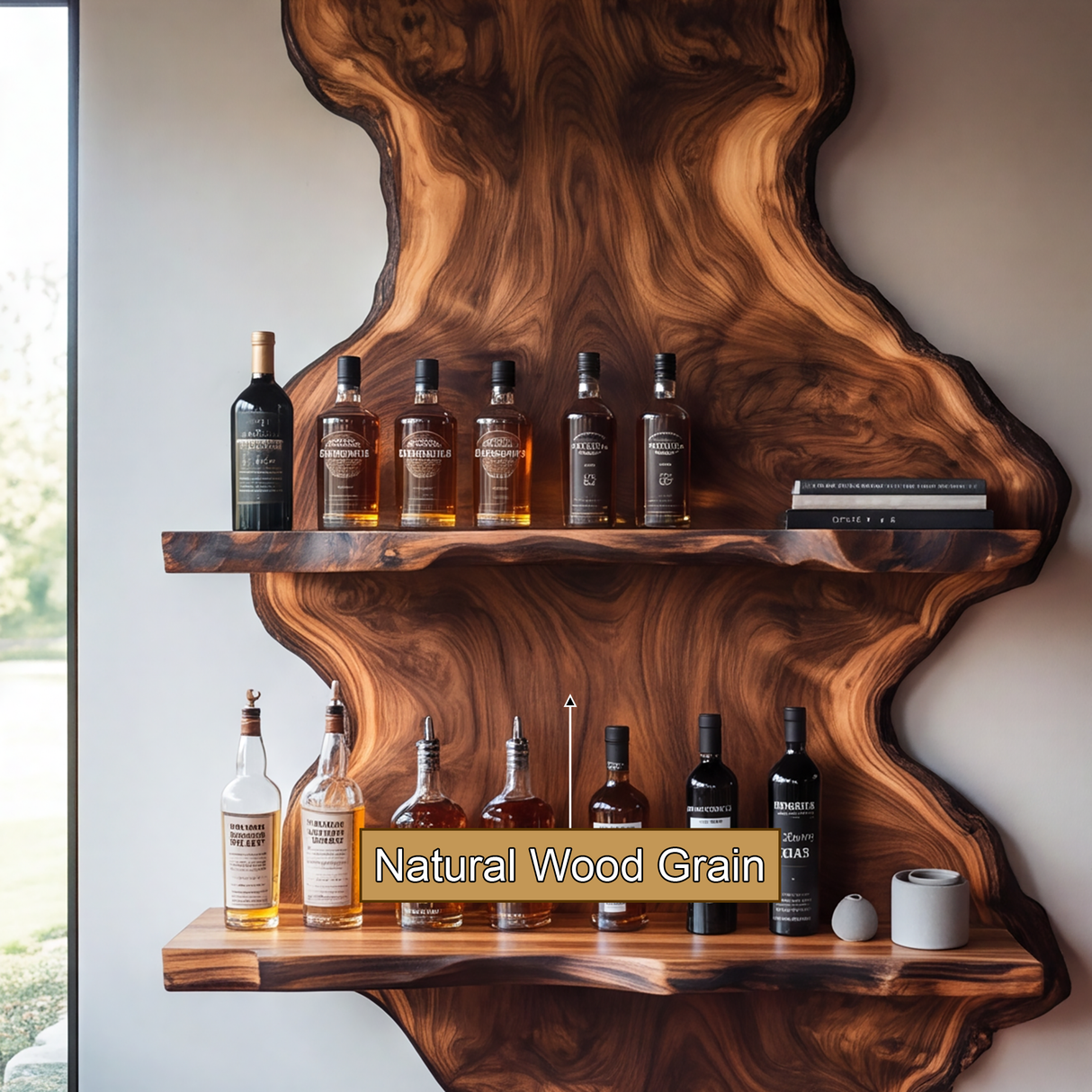 Ravello Live Edge Solid Wood Floating Wine Shelf