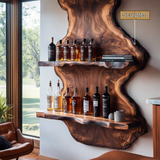 Ravello Live Edge Solid Wood Floating Wine Shelf