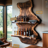 Ravello Live Edge Solid Wood Floating Wine Shelf