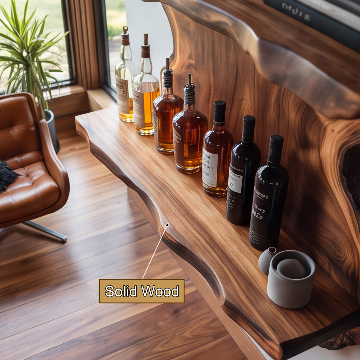 Ravello Live Edge Solid Wood Floating Wine Shelf