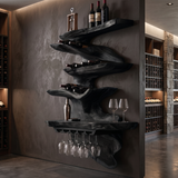 Rivora Live Edge Solid Wood Floating Wine Shelf