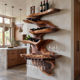 Rivora Live Edge Solid Wood Floating Wine Shelf