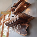 Rivora Live Edge Solid Wood Floating Wine Shelf