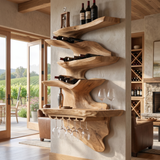 Rivora Live Edge Solid Wood Floating Wine Shelf