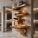Rivora Live Edge Solid Wood Floating Wine Shelf