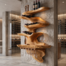 Rivora Live Edge Solid Wood Floating Wine Shelf