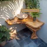 Rootline Solid Wood Corner Bathroom Vanity - Timberustic Corner Bathroom Vanity
