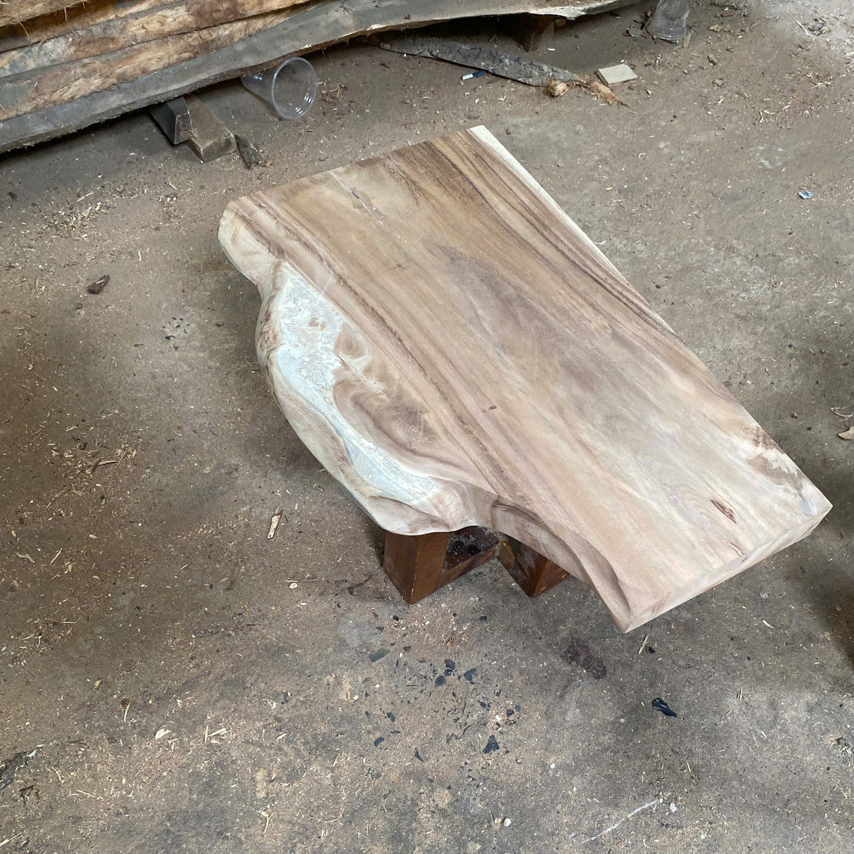 Rustic Live Edge Solid Wood Floating Bathroom Vanity