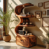 S-Curvecrest Sculpted Solid Wood Bar Cabinet - Timberustic Bar Cabinet