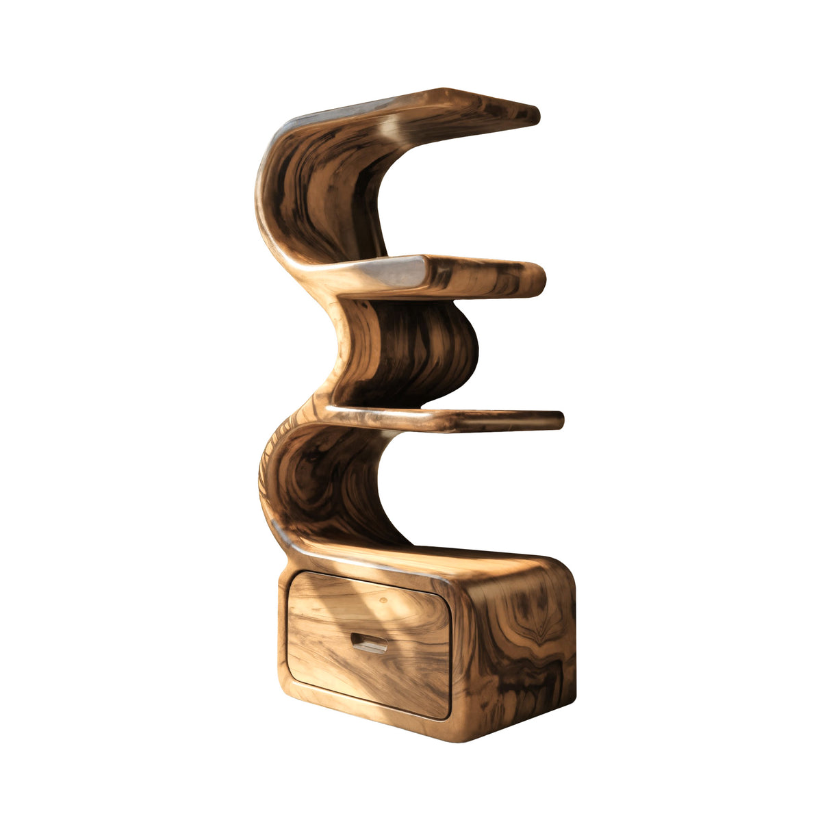 S-Curvecrest Sculpted Solid Wood Bar Cabinet Natural Oak - Timberustic Bar Cabinet