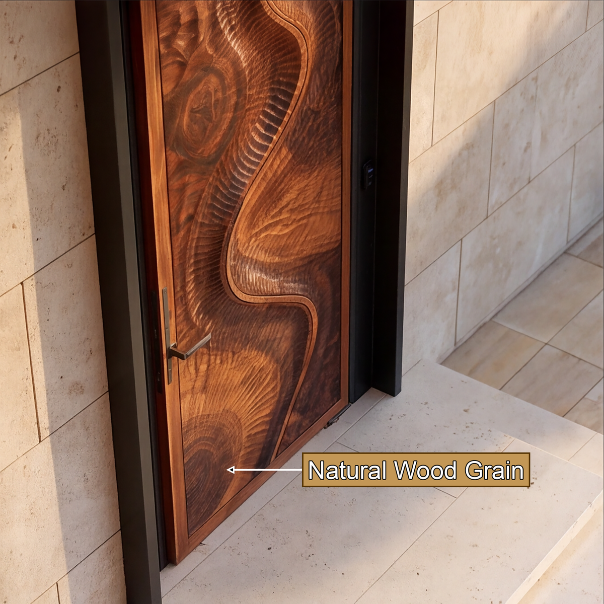 Seravine Handcrafted Solid Wood Flow Carved Single Door - Timberustic Door