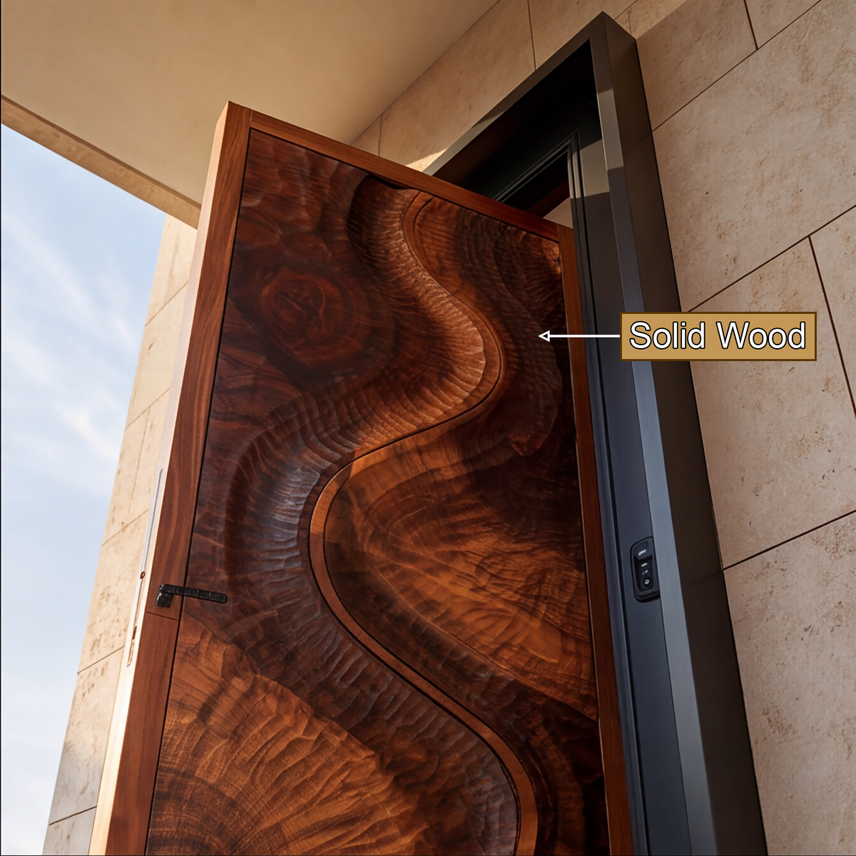 Seravine Handcrafted Solid Wood Flow Carved Single Door - Timberustic Door
