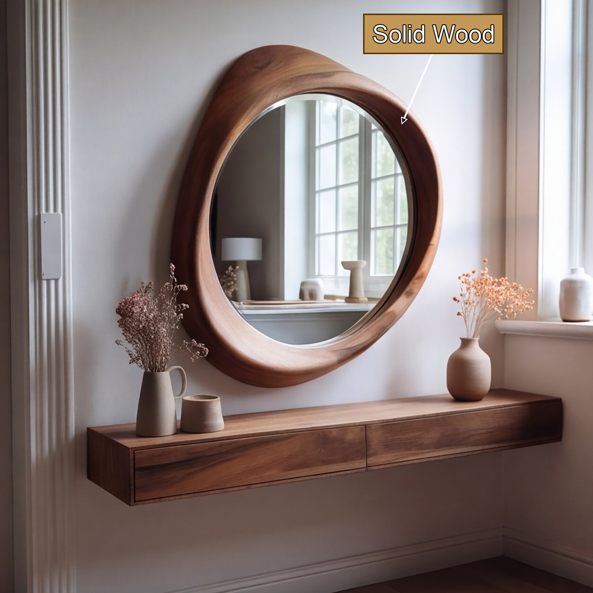 Solaceform Artisan-Crafted Solid Wood Mirror - Timberustic Mirror