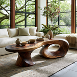 Solvani Sculpted Solid Wood Coffee Table SPA124457 - TimbeRustic Coffee Table