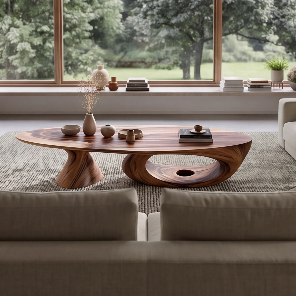Solvani Sculpted Solid Wood Coffee Table SPA124457 - TimbeRustic Coffee Table