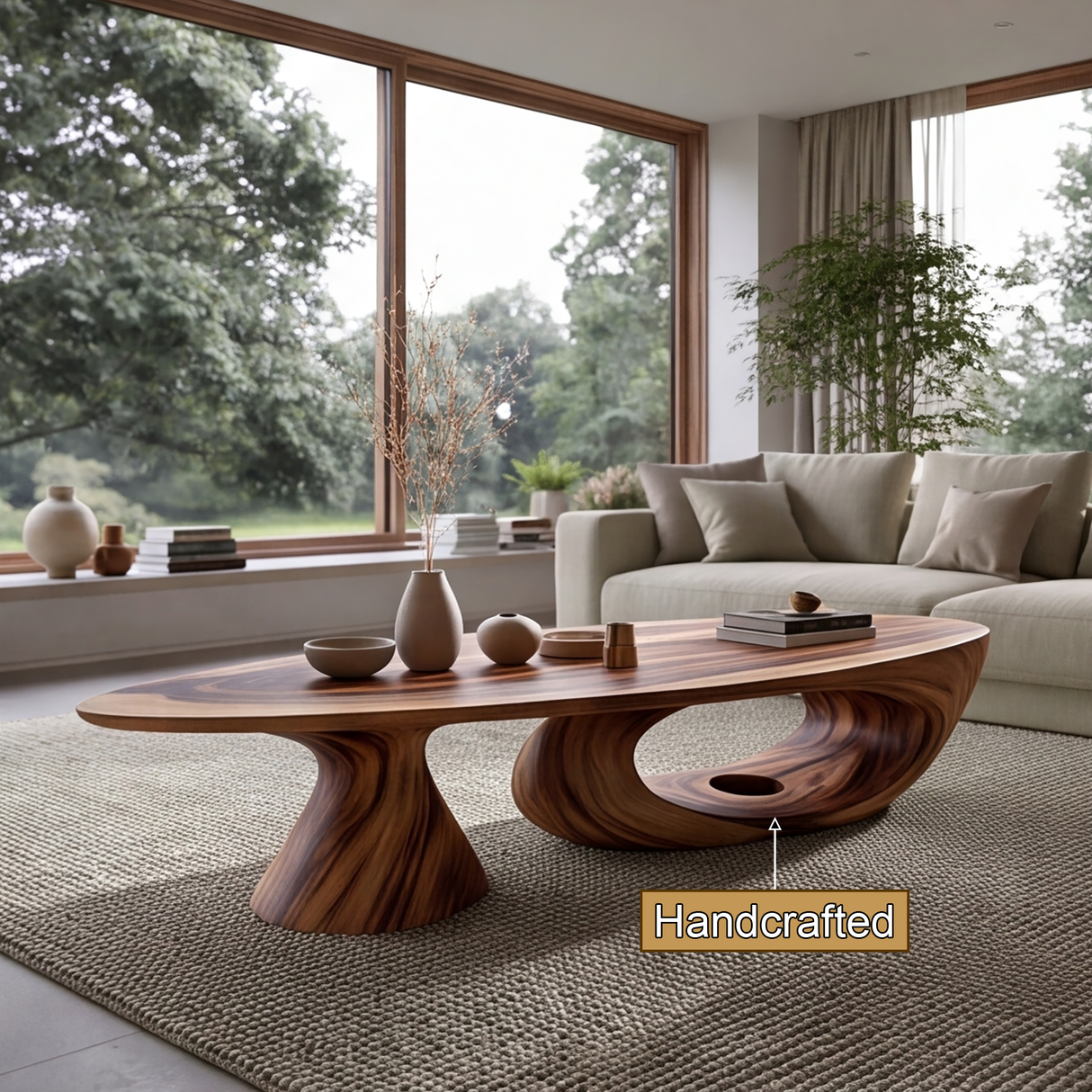 Solvani Sculpted Solid Wood Coffee Table SPA124457 - TimbeRustic Coffee Table