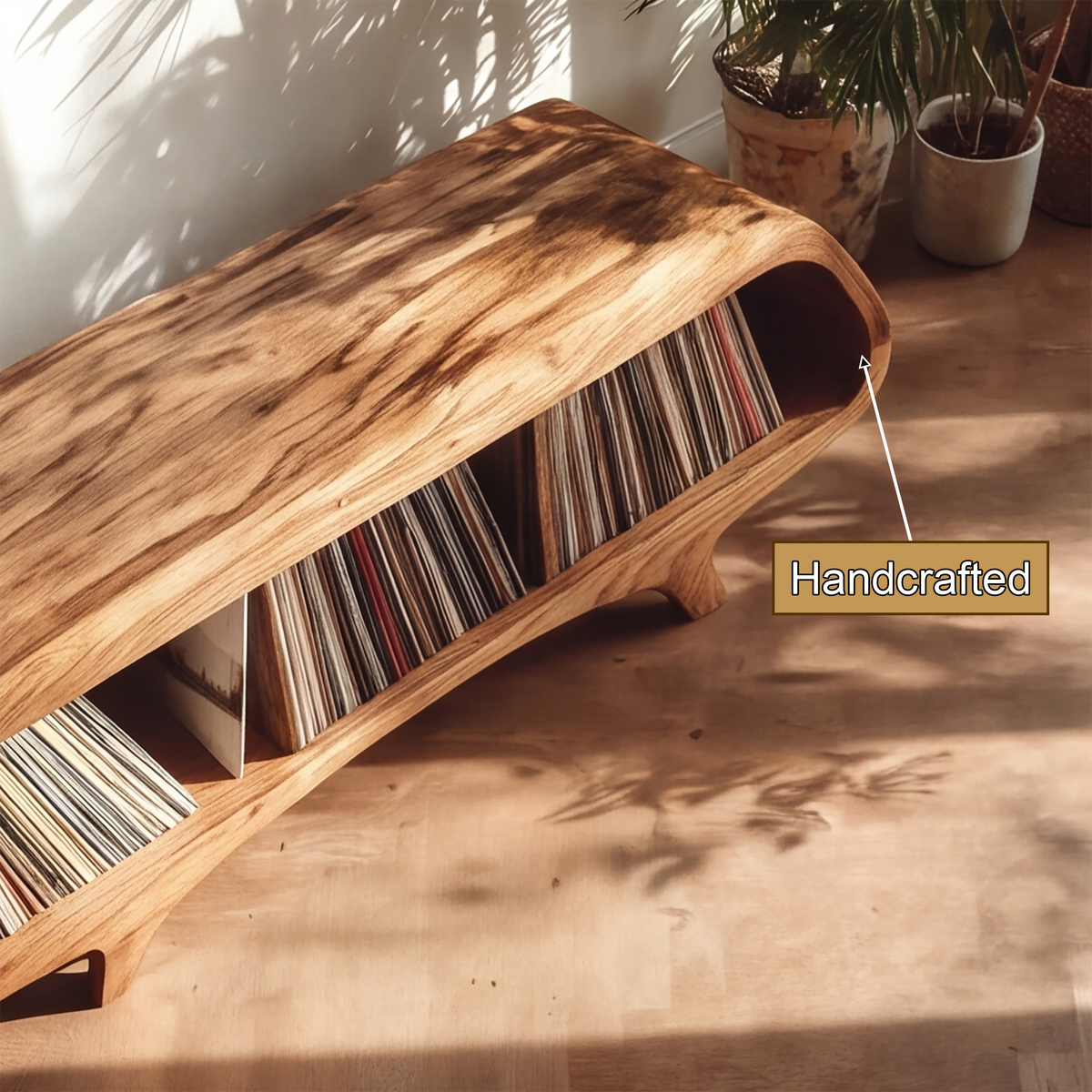 Sonora Solid Wood Record Player Stand With Storage - Timberustic Record Player Stand With Storage