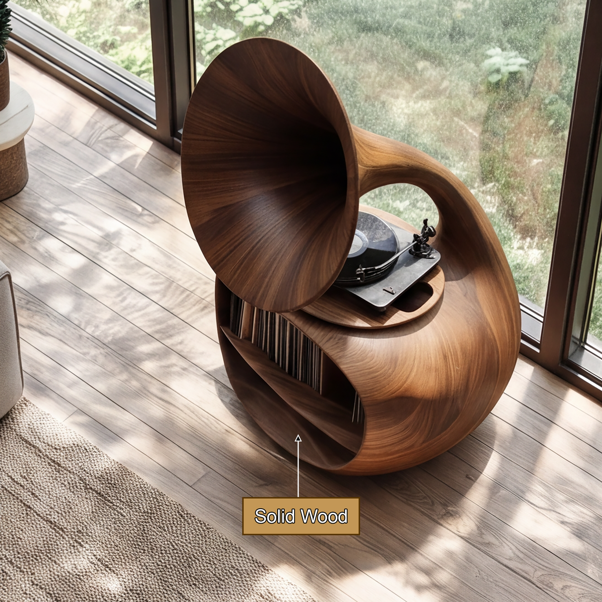 Sonovale Sculpted Solid Wood Record Player Stand
