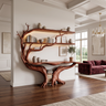 Sylthera Sculpted Solid Wood Console Table with Shelves Mahogany - Timberustic Console Table with Shelves