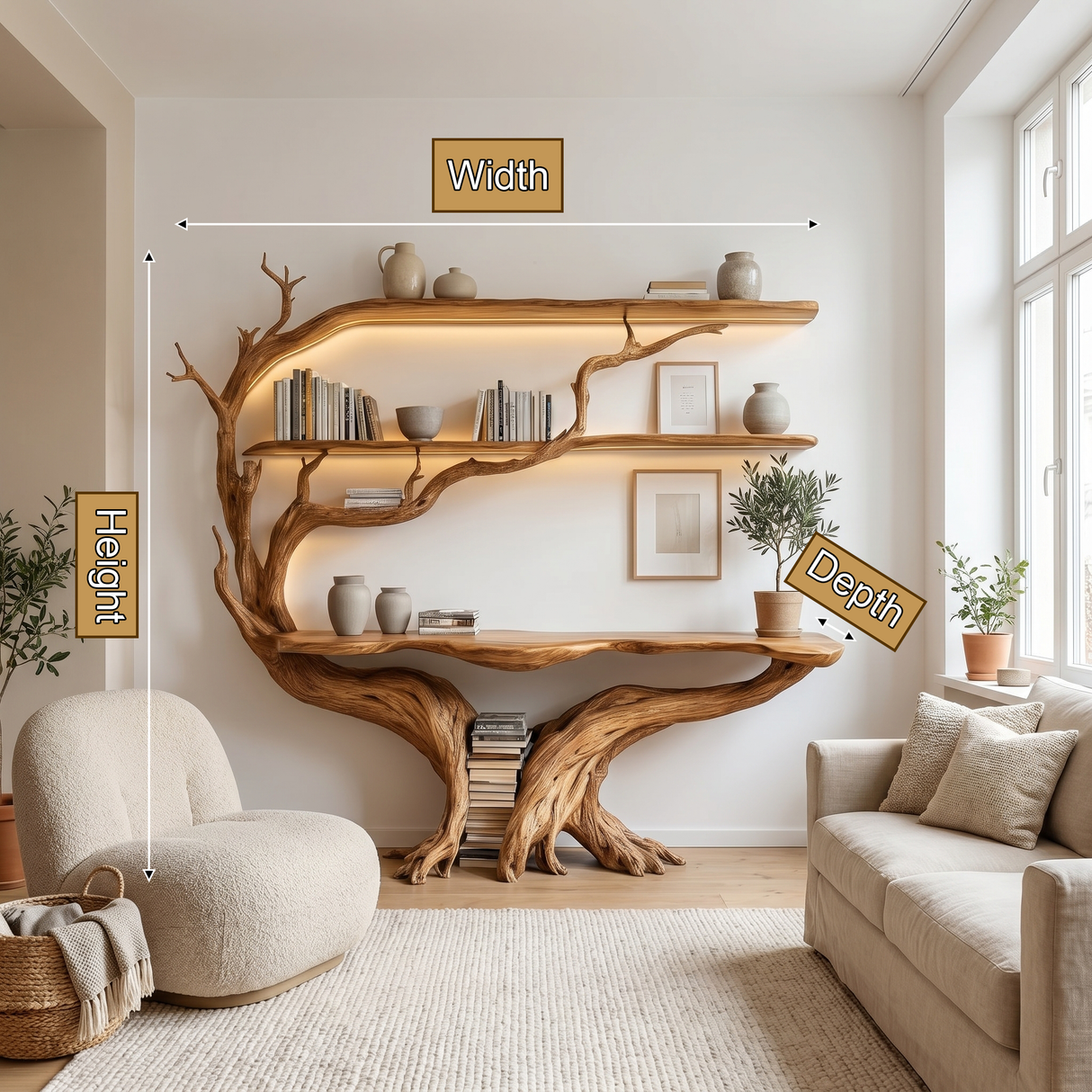 Sylthera Sculpted Solid Wood Console Table with Shelves - Timberustic Console Table with Shelves