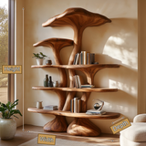 Sylthora Sculpted Solid Wood Mushroom Bookshelf