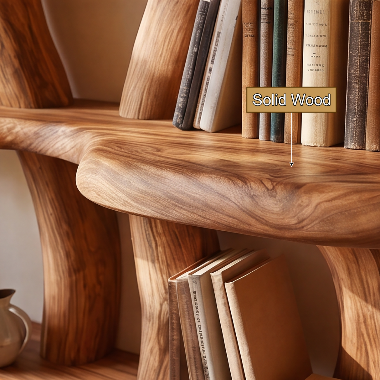 Sylthora Sculpted Solid Wood Mushroom Bookshelf