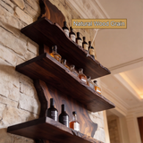 Sylvara Live Edge Solid Wood Floating Wine Shelf