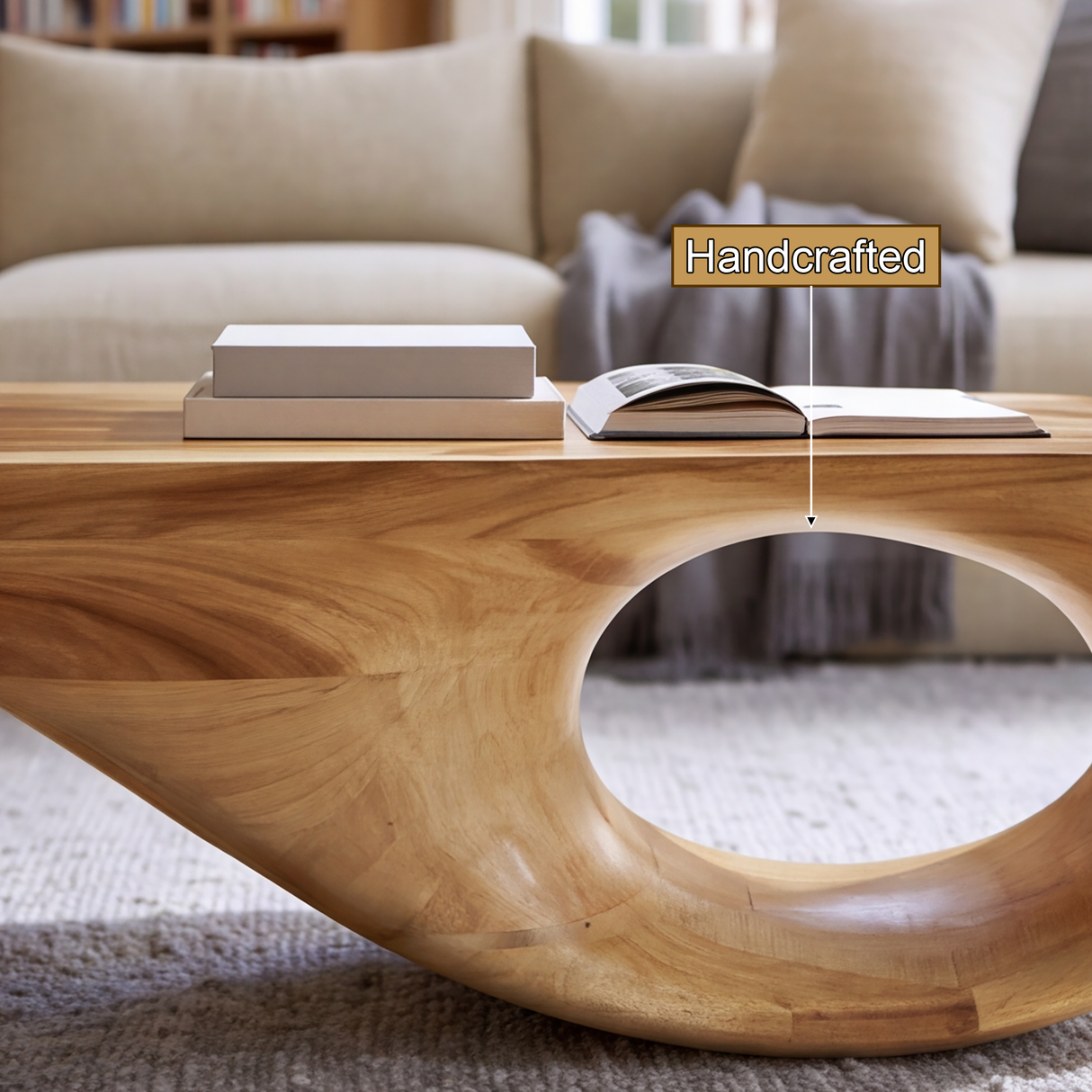 Sylvara Sculpted Solid Wood Coffee Table SPA205404 - TimbeRustic Coffee Table