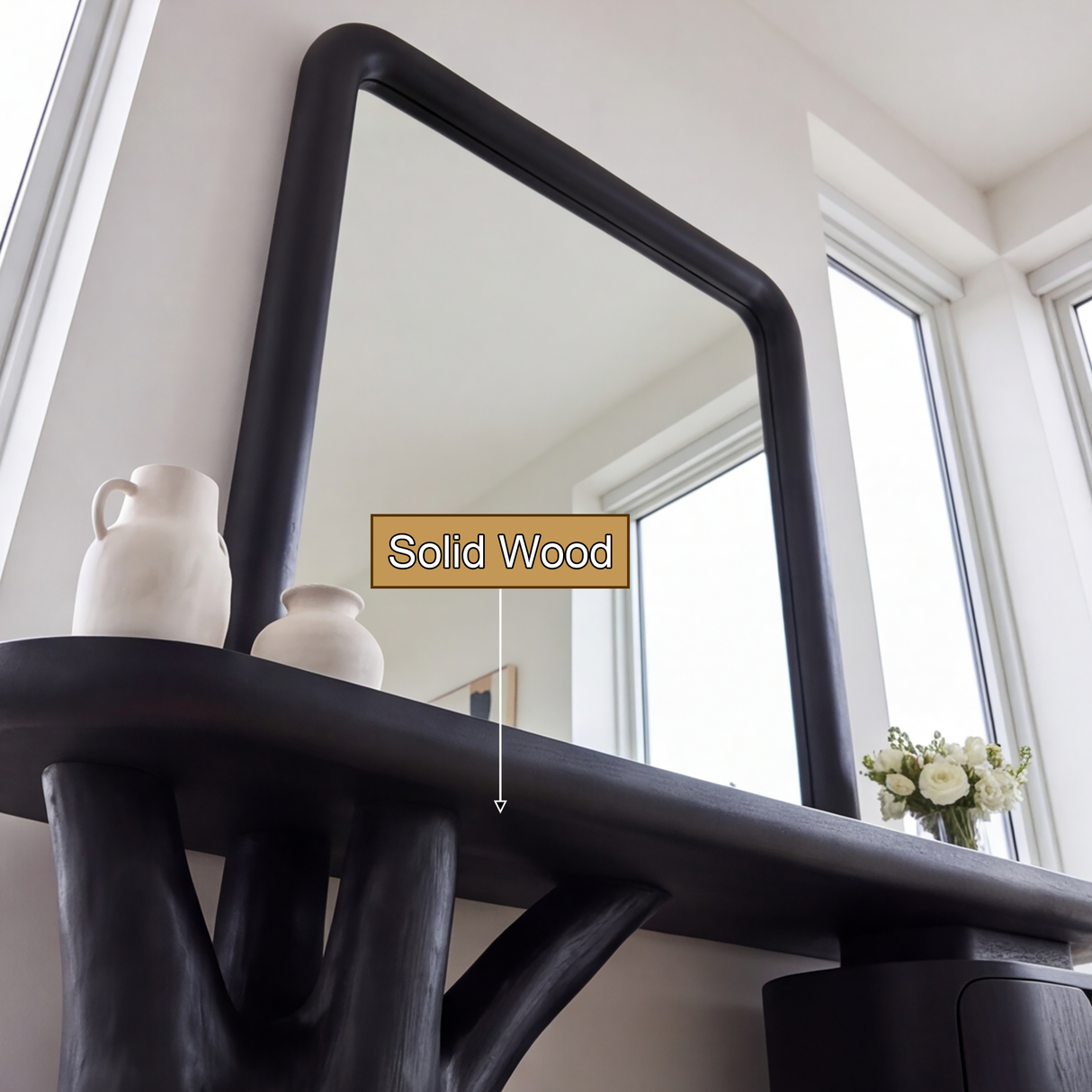 Sylvara Sculpted Solid Wood Cosmetic Table