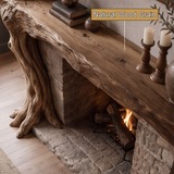 Sylvara Sculpted Solid Wood Tree-Shaped Fireplace Mantel with Display Shelves - Timberustic Tree-Shaped Fireplace Mantel with Display Shelves