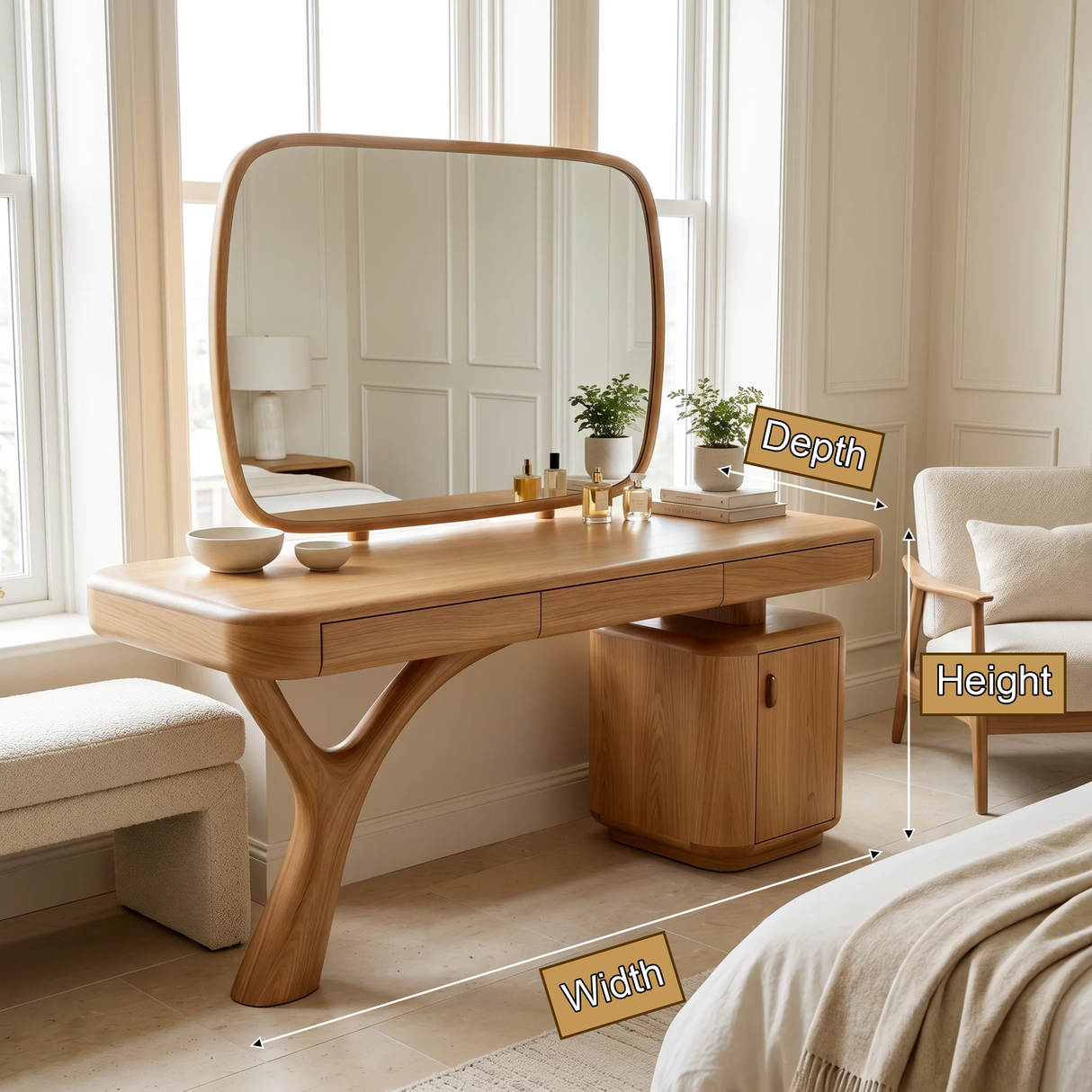 Sylvara Solid Wood Cosmetic Table