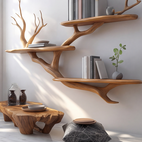 Sylvaren Handcrafted Solid Wood Floating Tree Bookshelf - Timberustic Floating Tree Bookshelf
