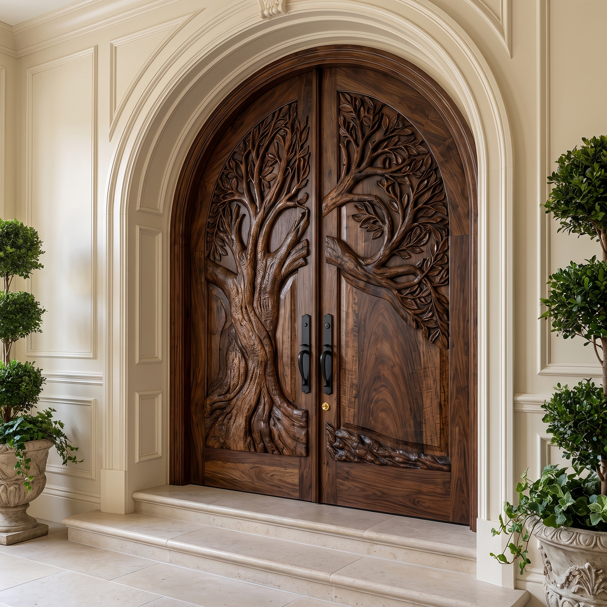 Sylvaric Sculpted Solid Wood Double Door