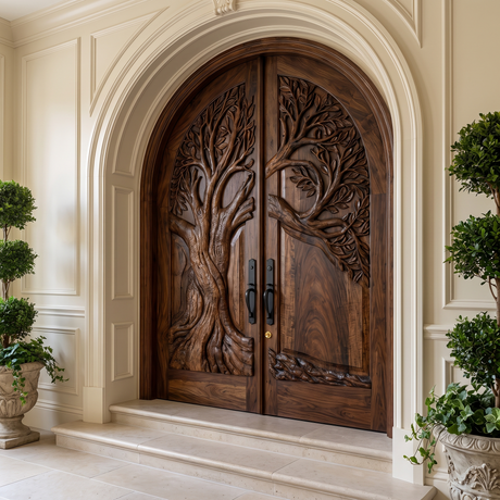 Sylvaric Sculpted Solid Wood Double Door Dark Walnut - Timberustic Door