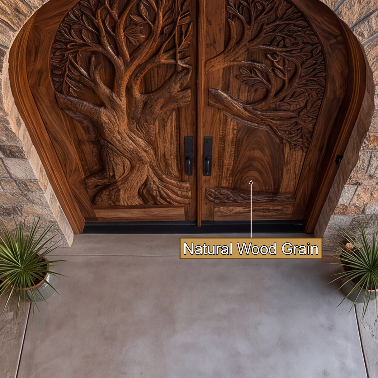 Sylvaric Sculpted Solid Wood Double Door