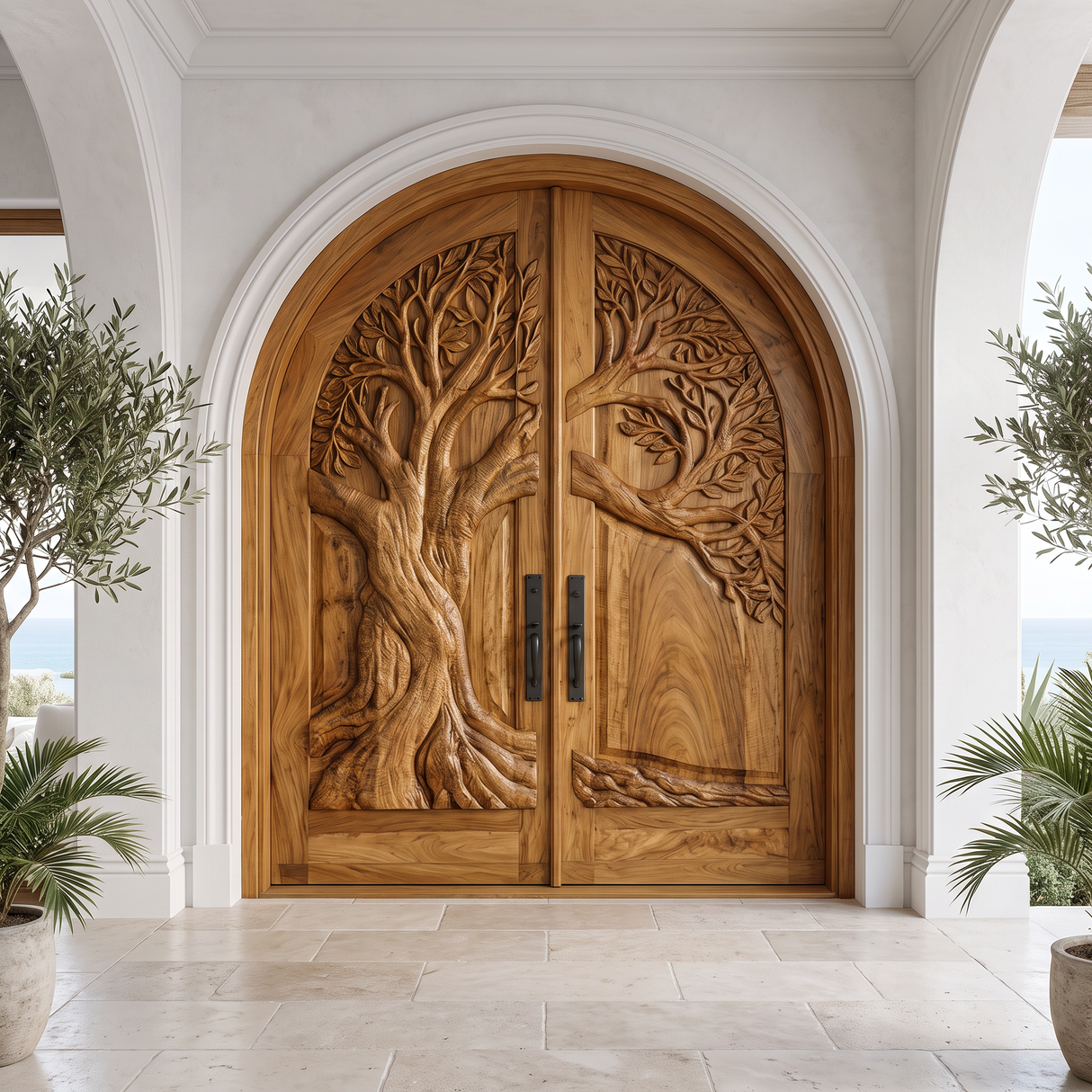 Sylvaric Sculpted Solid Wood Double Door