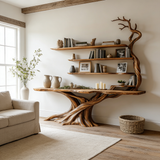 Sylvarion Sculpted Solid Wood Console Table with Shelves - Timberustic Console Table with Shelves