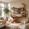 Sylvarion Sculpted Solid Wood Console Table with Shelves Brown - Timberustic Console Table with Shelves