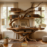 Sylvarion Sculpted Solid Wood Console Table with Shelves - Timberustic Console Table with Shelves