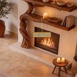 Sylvaris Sculpted Solid Wood Tree-Shaped Fireplace Mantel with Display Shelves - Timberustic Tree-Shaped Fireplace Mantel with Display Shelves