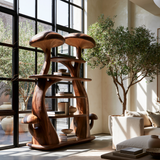 Thalmora Sculpted Solid Wood Mushroom Bookshelf